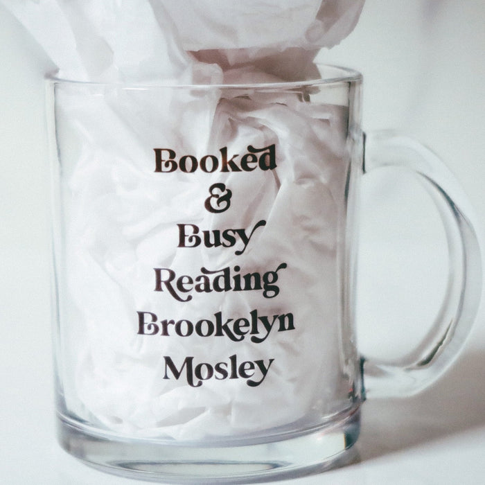 'Booked and Busy Reading' Clear Mug (Glass Mug)